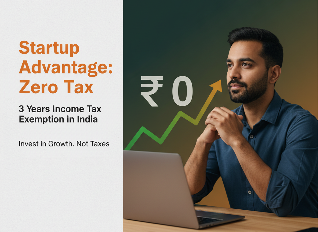Indian entrepreneur researching Tax Exemption Certificate benefits for startups, including 3-year income tax exemption under Startup Indi