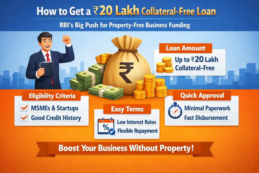 How to Get a ₹20 Lakh Collateral-Free Loan: RBI’s Big Push for Property-Free Business Funding